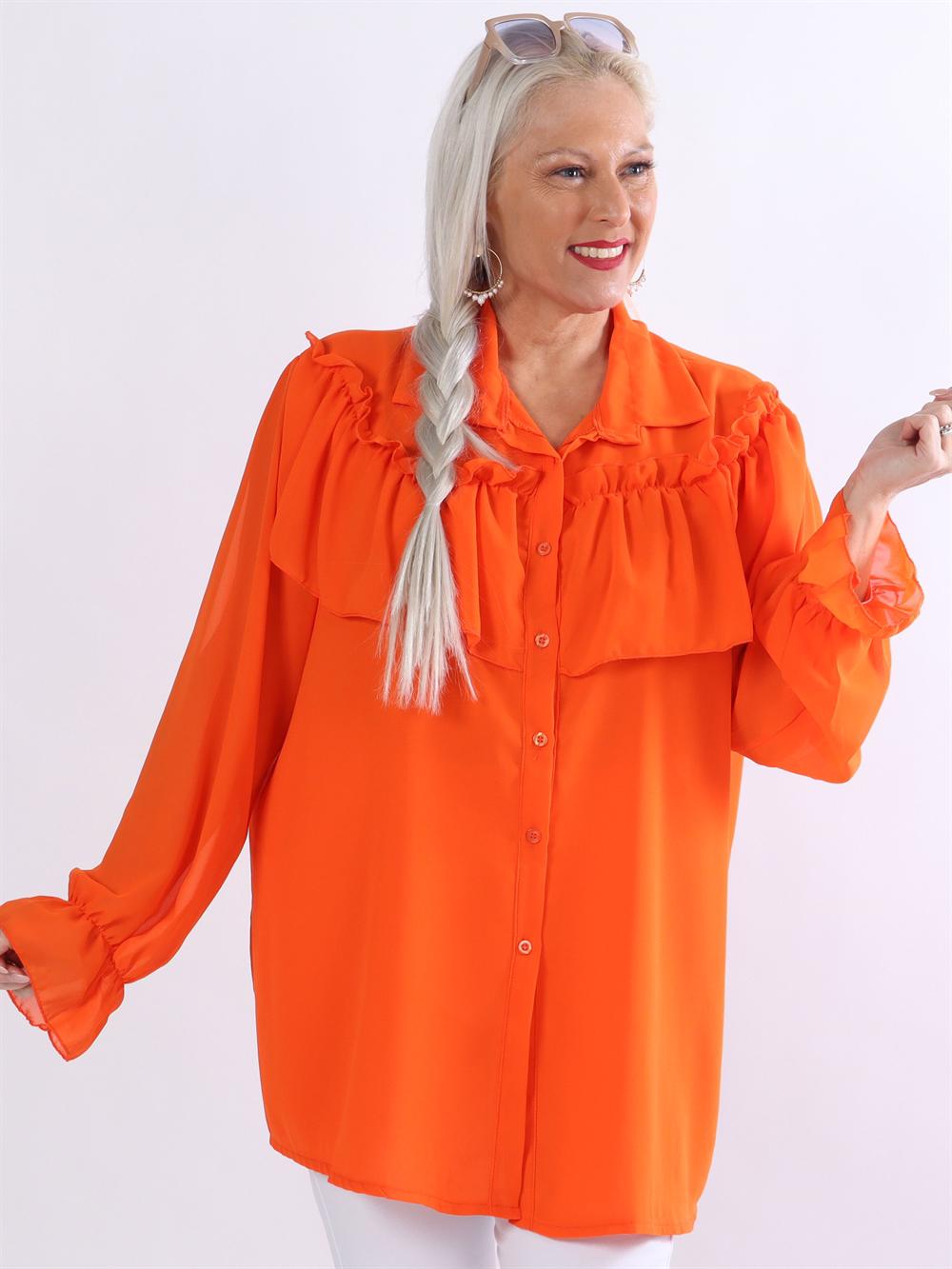 Chia - Tunika i chiffong med volanger